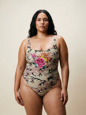 Wildfox Floral Camouflage Bodysuit